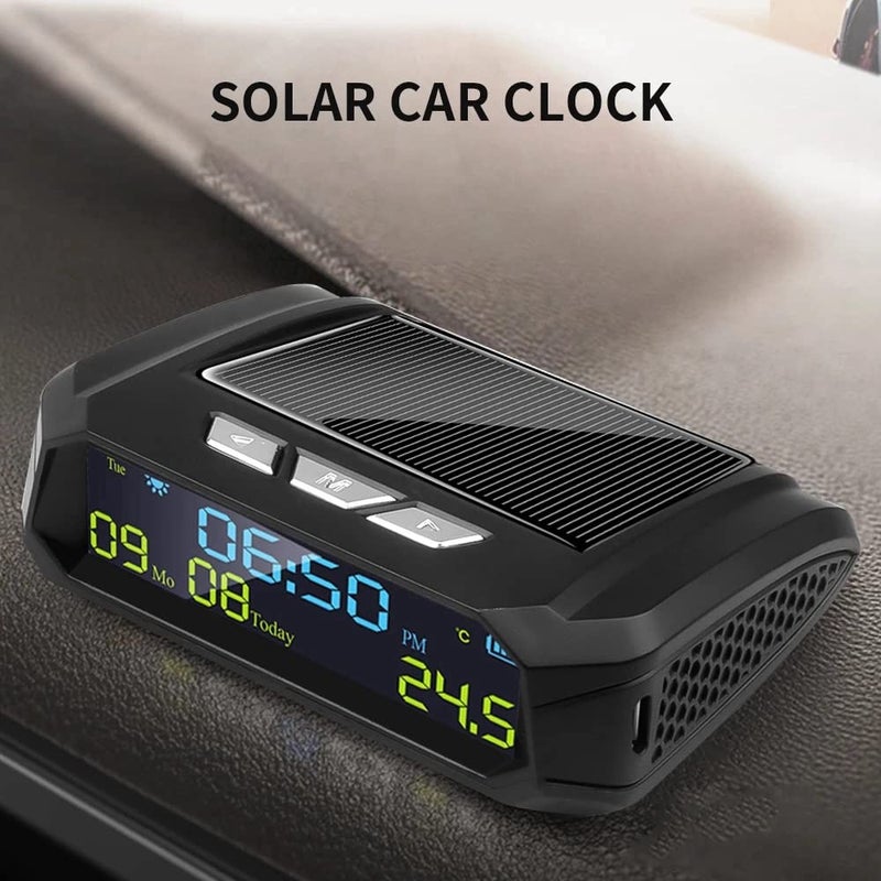 Solar Car Thermometer - High-Sensitivity LCD Display, Precise Temperature Monitoring, Solar & Lithium Battery Power, Sleek Black ABS Build for Vehicle Interior Decor - Image 3