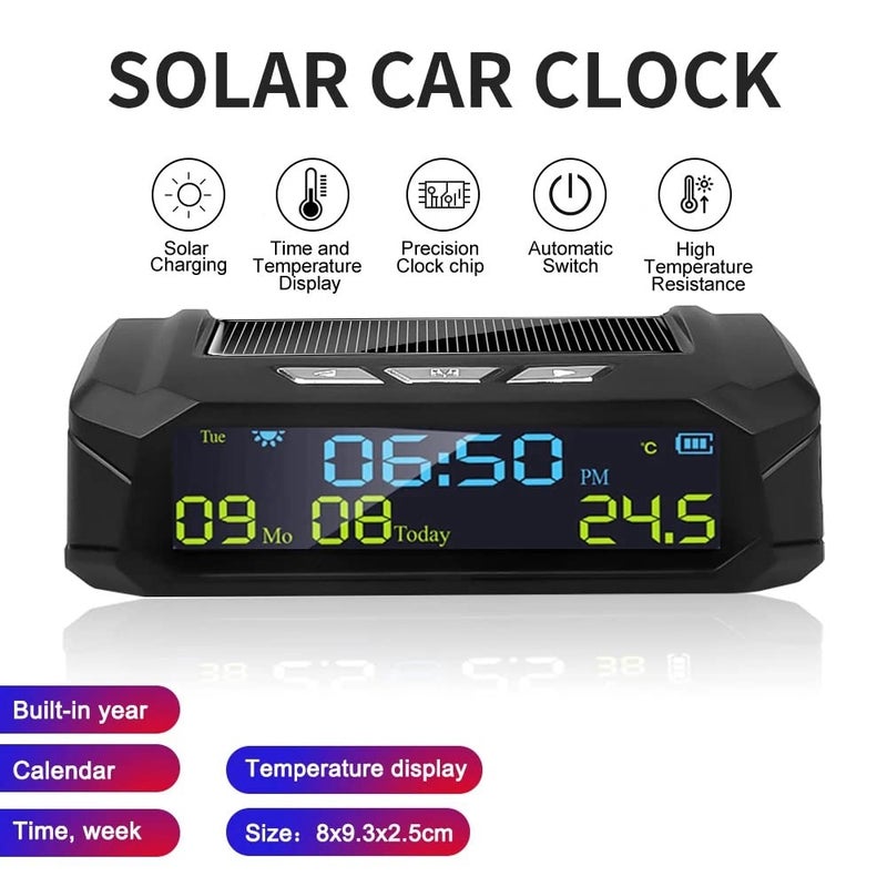 Solar Car Thermometer - High-Sensitivity LCD Display, Precise Temperature Monitoring, Solar & Lithium Battery Power, Sleek Black ABS Build for Vehicle Interior Decor - Image 4