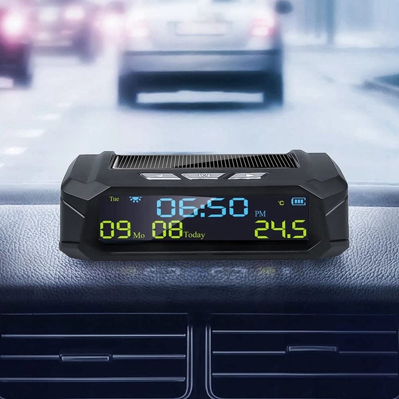 Solar Car Thermometer - High-Sensitivity LCD Display, Precise Temperature Monitoring, Solar & Lithium Battery Power, Sleek Black ABS Build for Vehicle Interior Decor - Image 5