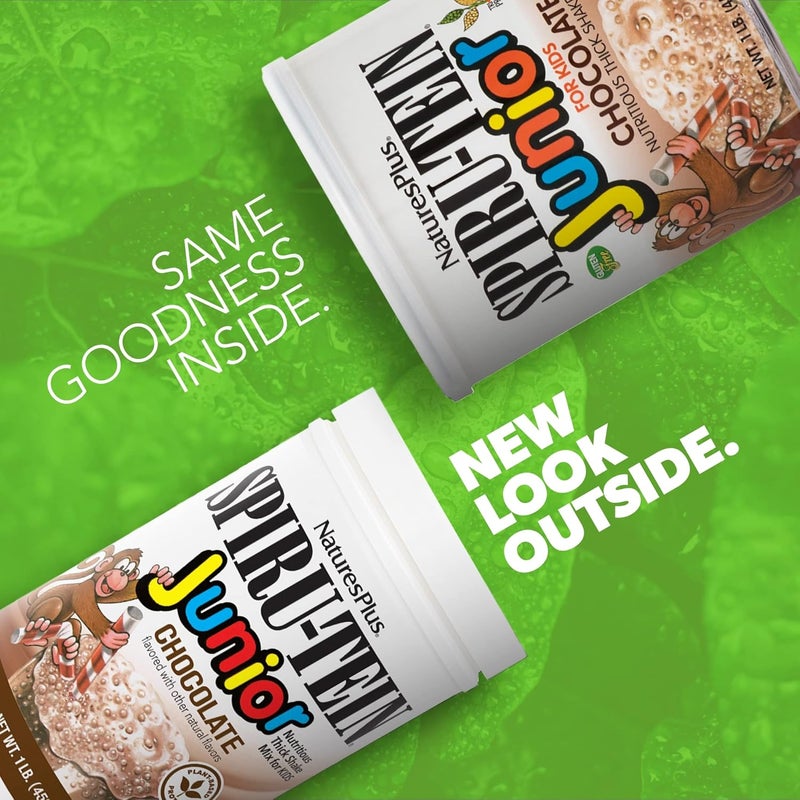 NaturesPlus مسحوق بروتين نباتي للأطفال بنكهة الشوكولاتة 1 رطل من ناتشرز بلس سبيروتين جونيور - Image 2
