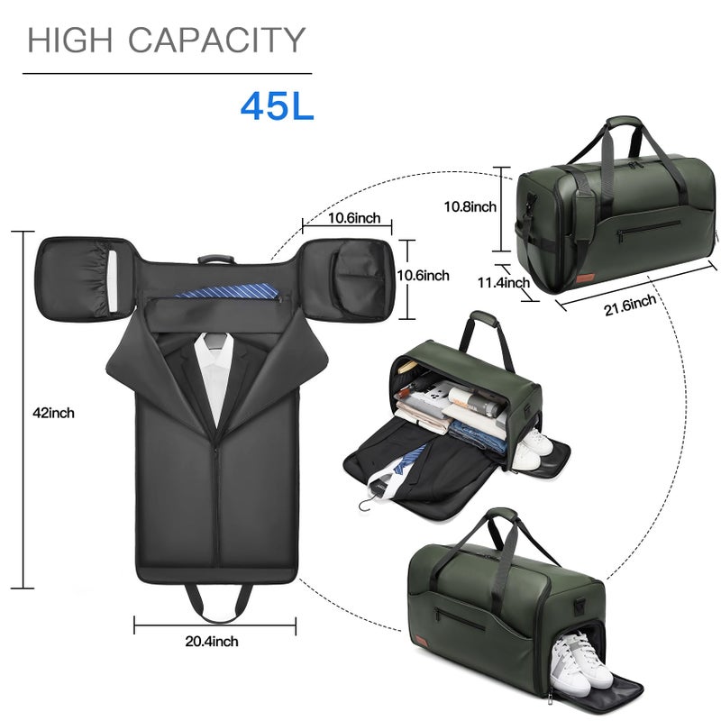 Moulyan Garment Bags for Travel,Carry on Suit Bags for Men Travel,Garment Bag with Shoe Compartment,2 in 1 Waterproof Convertible Garment Bag with Shoulder Strap - Image 2