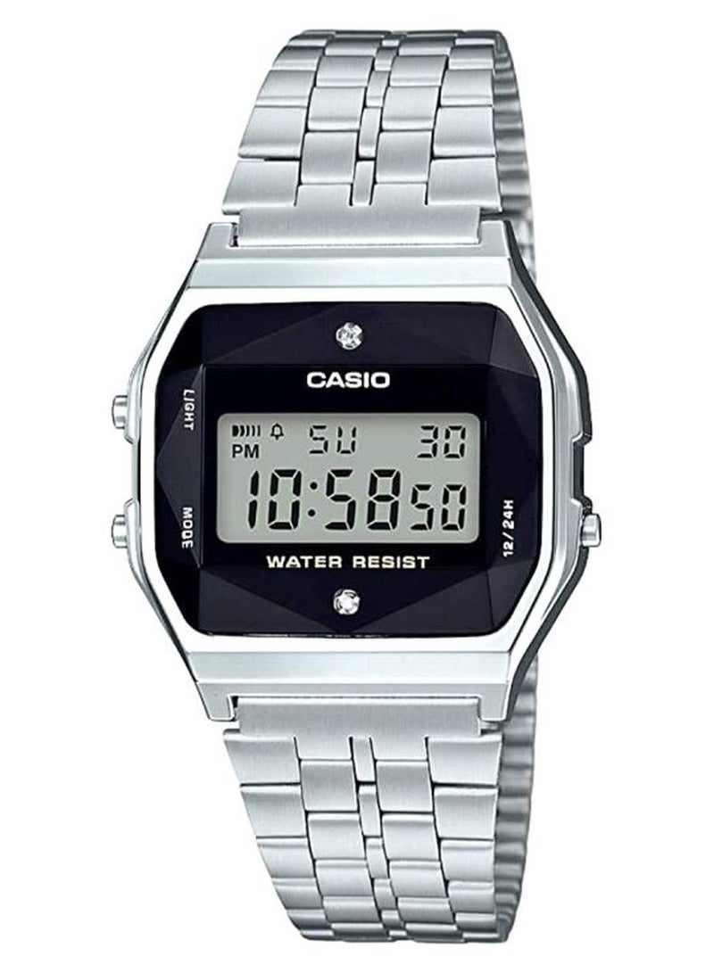 CASIO Unisex Water Resistant Digital Watch A159WAD-1DF - 37 mm - Silver - Image 1