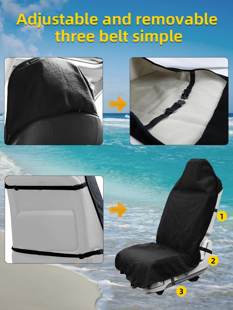 ZIMABLUE 2PCS Terry Cloth seat Cover Universal Waterproof Car Sport Towel Seat Cushion Non-Slip Sweat-Absorbent Towel Cloth Suitable for All Seasons Waterproof Beach Seat Cover Washable - Image 5