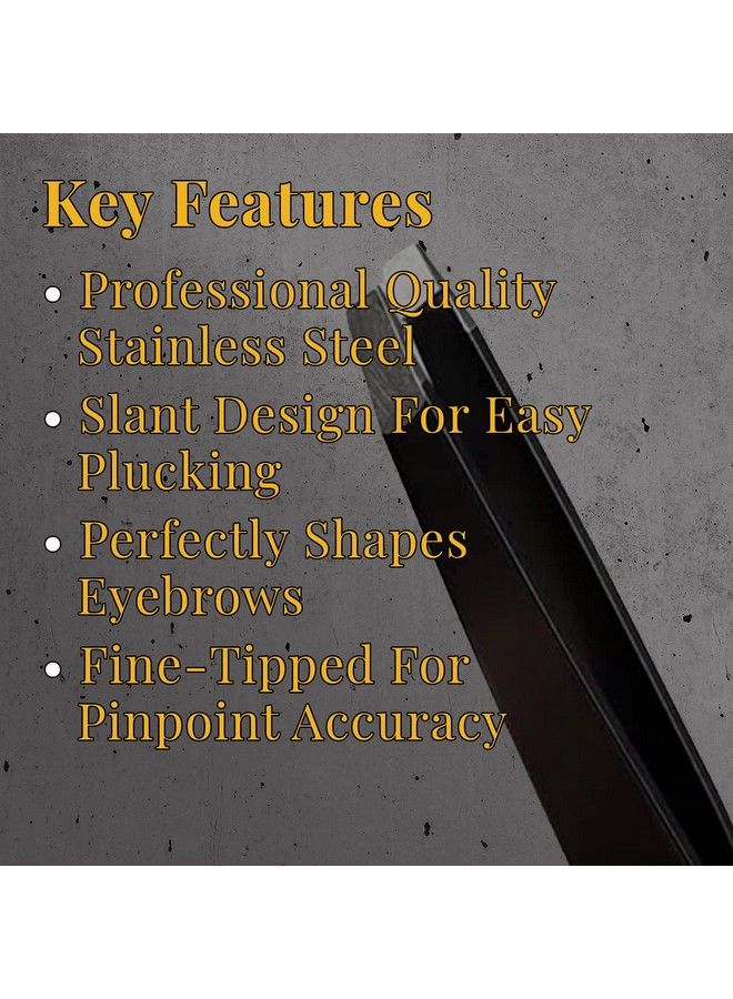 Slant Tip Tweezers Stainless Steel Slanted Precision For Men & Women | Pluck Eyebrows Lashes Unibrows Nose/Ear Hair Ingrowns & Splinters Removal | As Seen On Shark Tank