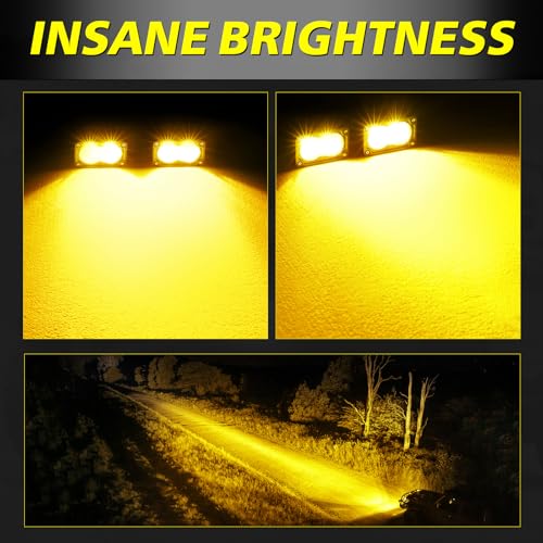 AKD Part Amber LED Pods, 3 Inch Flood CREE LED Fog Lights 40W Small Amber Chase Lights Off Road Driving Ditch Lights Pods 2 Packs for Truck Pickup Motorcycle SUV UTV ATV Dirt Bike Surron - Image 4