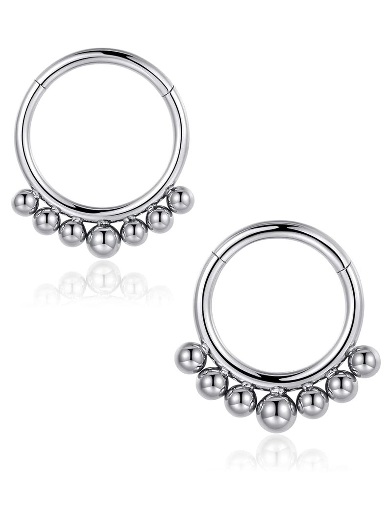 Lantine 8mm Septum Ring 16g 316 Stainless Steel Daith Piercing Jewelry Hinged Clicker Rook Snug Tragus Cartilage Hoop Earring - Image 1