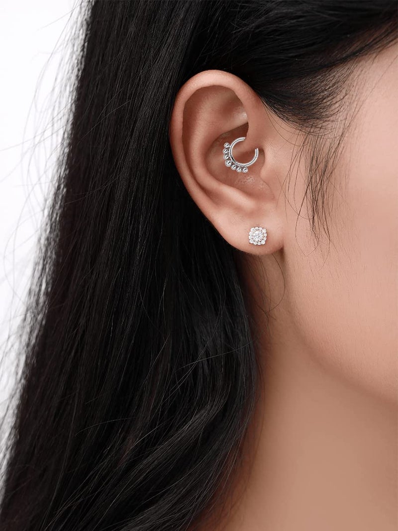 Lantine 8mm Septum Ring 16g 316 Stainless Steel Daith Piercing Jewelry Hinged Clicker Rook Snug Tragus Cartilage Hoop Earring - Image 5