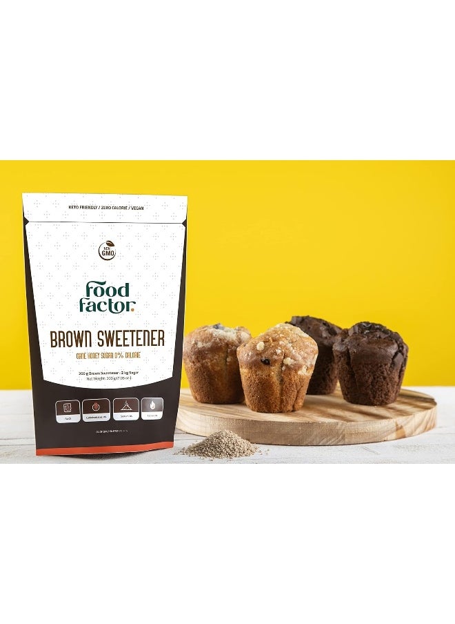 Food Factor Food Factor Brown Sweetener | Made in Spain Sugar Cane Granulated Zero Sugar, Zero Calorie, Zero Carb, Zero Fat Suitable For Diabetic, Vegan, Keto Friendly for baking, 200 G (7.05 Oz)  - Image 2