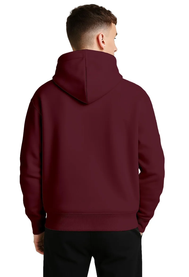 Nobero  Men's Oversized Fleece Hoodie in Burgundy for Men | Best Price UAE