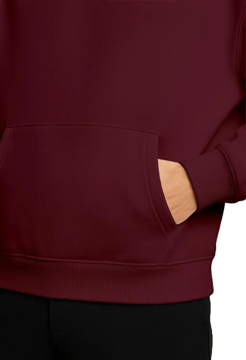 Nobero  Men's Oversized Fleece Hoodie in Burgundy for Men | Best Price UAE