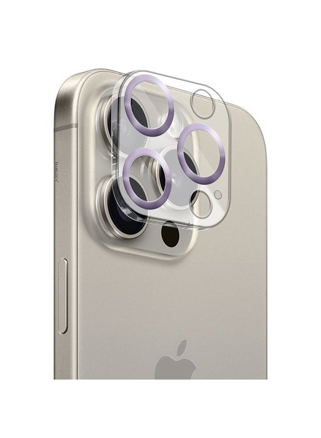 CATANES iPhone 15 Pro Camera Lens Protector Tempered Glass 9H Hardness Ultra HD Anti-Scratch Easy to Install Case Friendly Full Coverage Guard Light Purple - Image 1