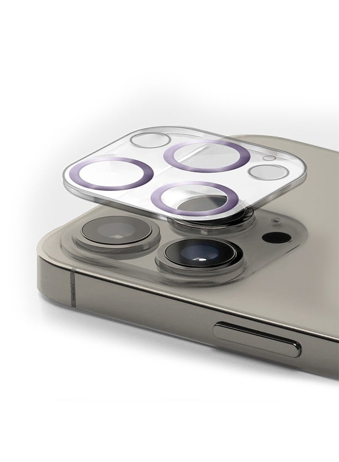 CATANES iPhone 15 Pro Camera Lens Protector Tempered Glass 9H Hardness Ultra HD Anti-Scratch Easy to Install Case Friendly Full Coverage Guard Light Purple - Image 2