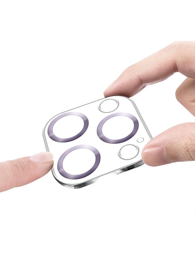 CATANES iPhone 15 Pro Camera Lens Protector Tempered Glass 9H Hardness Ultra HD Anti-Scratch Easy to Install Case Friendly Full Coverage Guard Light Purple - Image 3