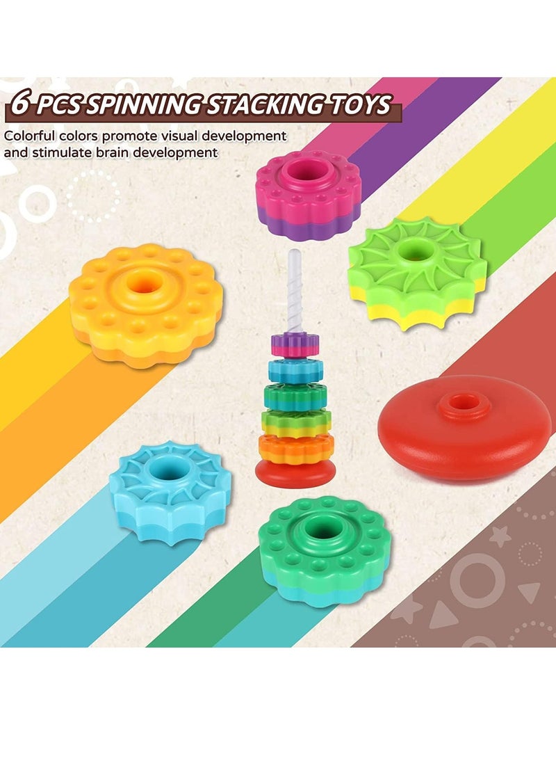 دوركو الدوار التراكم الألعاب - برج قوس قزح، حلقة قوس قزح التراكم ألعاب مونتيسوري للأطفال، 1 2 3 سنة فتاة صبي هدايا عيد ميلاد - Image 2