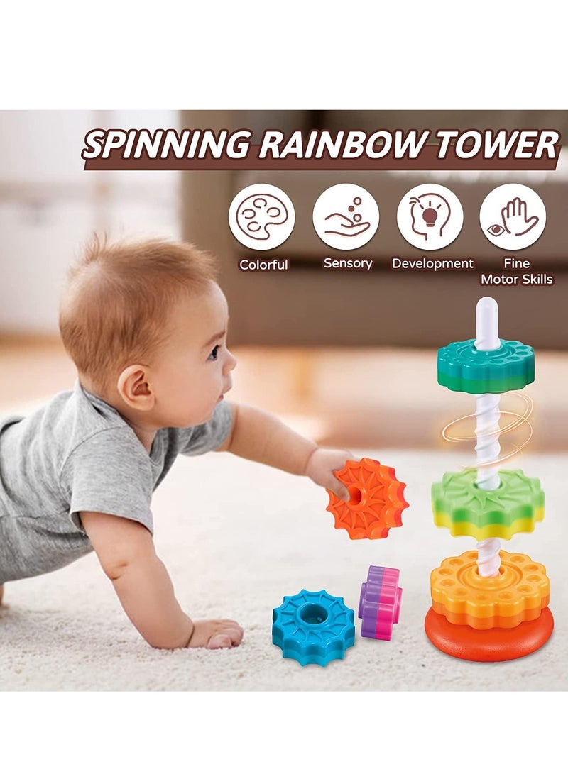دوركو الدوار التراكم الألعاب - برج قوس قزح، حلقة قوس قزح التراكم ألعاب مونتيسوري للأطفال، 1 2 3 سنة فتاة صبي هدايا عيد ميلاد - Image 5