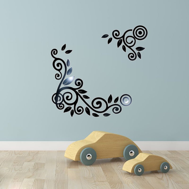 Wall Sticker Vine-shaped Mirror Like Decals for Home Decoration(Black) - Image 4