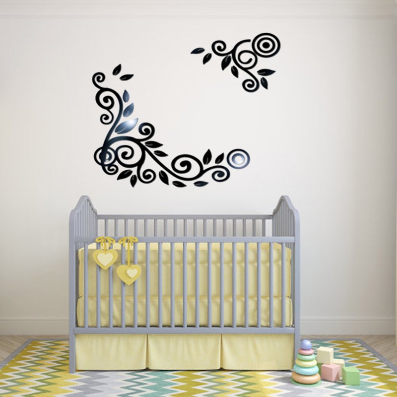 Wall Sticker Vine-shaped Mirror Like Decals for Home Decoration(Black) - Image 2