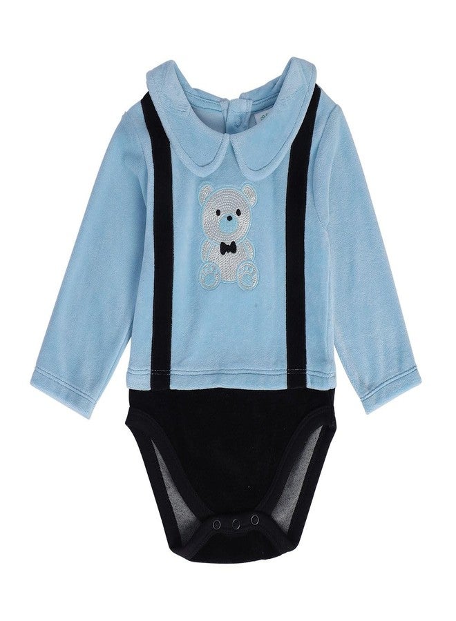 miniklub Baby Collar Neck Blue/Marshmallow Cotton Shirt & Dungaree Set (3-6M) - Image 4