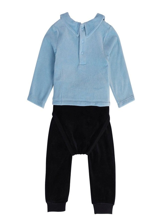 miniklub Baby Collar Neck Blue/Marshmallow Cotton Shirt & Dungaree Set (3-6M) - Image 3