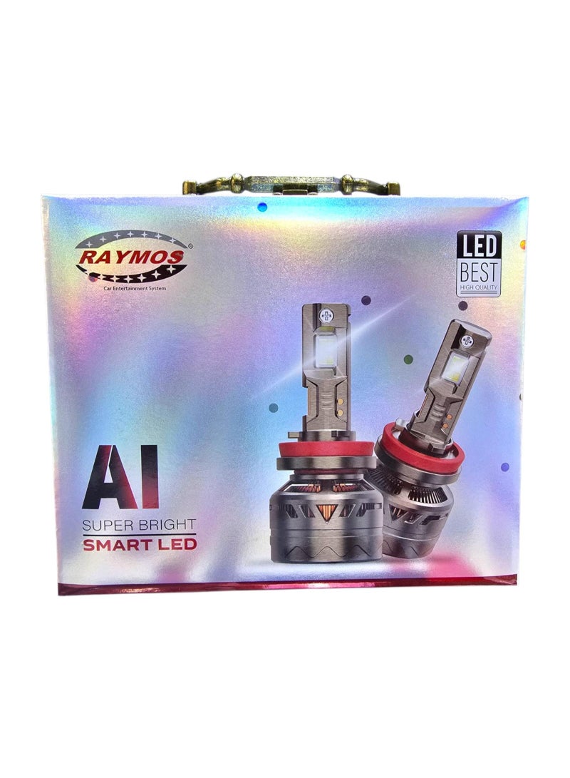 Raymos AI Intelligent LED Headlight – 85W | 24000LM | Auto Weather Detection | 3000K–8000K Adjustable Color Temperature | Mobile App Control | IP68 Waterproof - Image 1