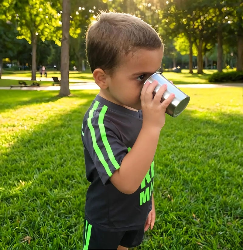 CHILLOUT LIFE Stainless Steel Cups for Kids and Toddlers 8 oz. with Silicone Sleeves - Small Metal Cups for Home & Outdoor Activities, BPA Free Healthy Unbreakable Premium Metal Drinking Glasses (4-Pack) - Image 4