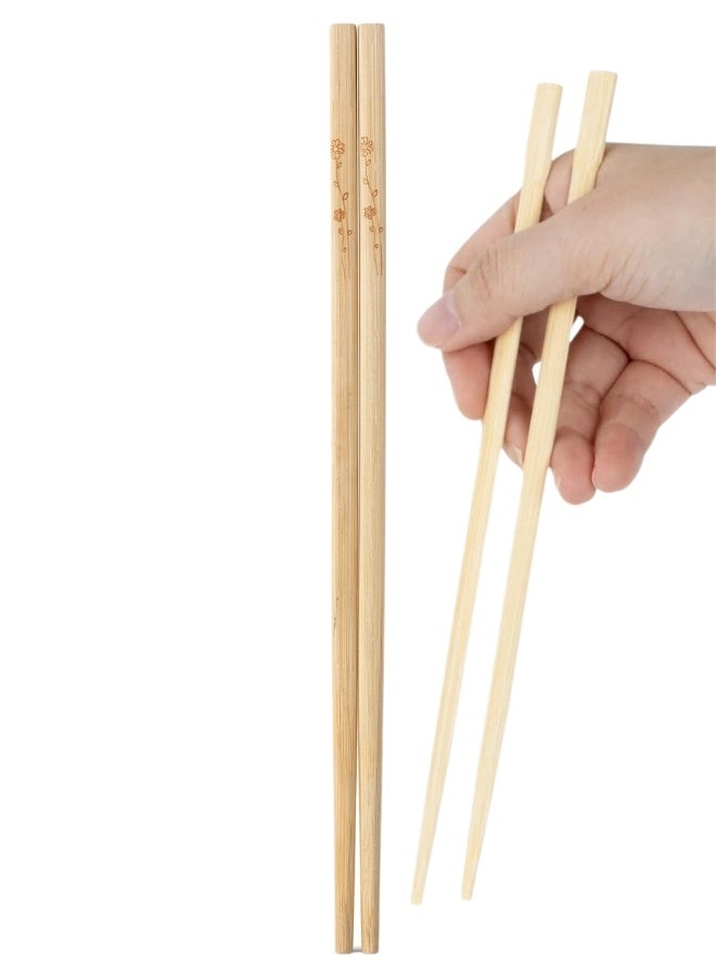 Wood Chopsticks for Sushi & Asian Dishes, Reusable, Floral, 10 Pairs - Image 1