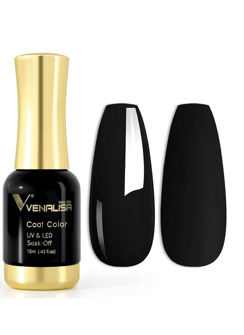 Venalisa - VENALISA Gel Nail Polish, 12ml Black Color Soak Off UV LED Nail Gel Polish Nail Art Starter Manicure Salon DIY at Home, 0.43 OZ - Image 1