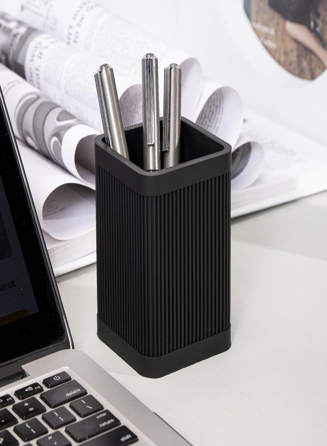 HighHerz Aesthetic Pen Holder For Desk, Modern Silicone Pencil Holder, Stylish Office Desk Decor, Made of 5 mm Thickened Premium Silicone, Office Desk Organizer And Accessories (Black) - Image 5