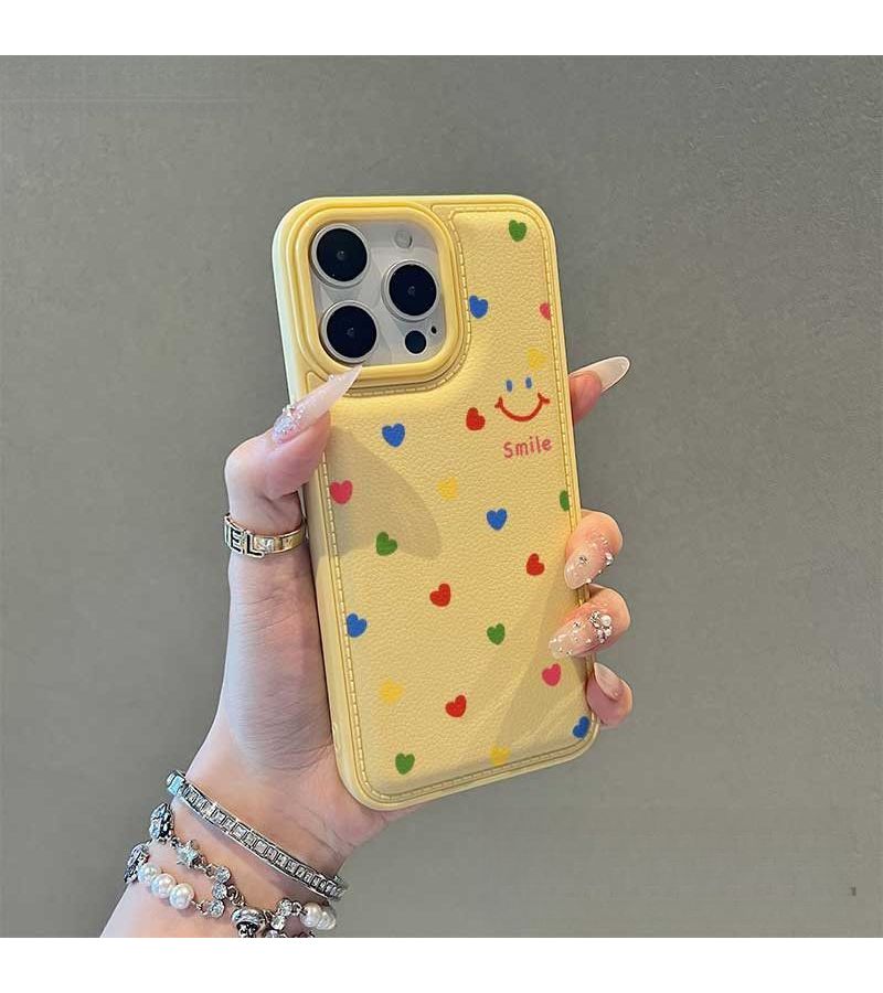 غطاء هاتف لأيفون 16 برو ماكس، حقيبة طبلة ذات ملمس جلدي، فتحة كبيرة، تصميم Yufeng الأزرق مع ابتسامة حب، مقاوم للصدمات والخدوش، حماية للشاشة - Image 5