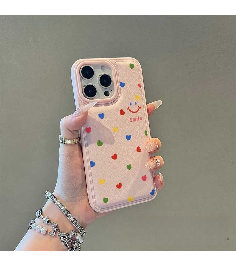 غطاء هاتف لأيفون 16 برو ماكس، حقيبة طبلة ذات ملمس جلدي، فتحة كبيرة، تصميم Yufeng الأزرق مع ابتسامة حب، مقاوم للصدمات والخدوش، حماية للشاشة - Image 1
