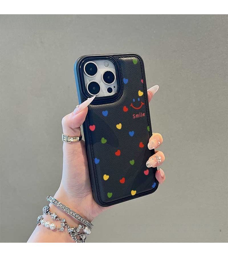 غطاء هاتف لأيفون 16 برو ماكس، حقيبة طبلة ذات ملمس جلدي، فتحة كبيرة، تصميم Yufeng الأزرق مع ابتسامة حب، مقاوم للصدمات والخدوش، حماية للشاشة - Image 3