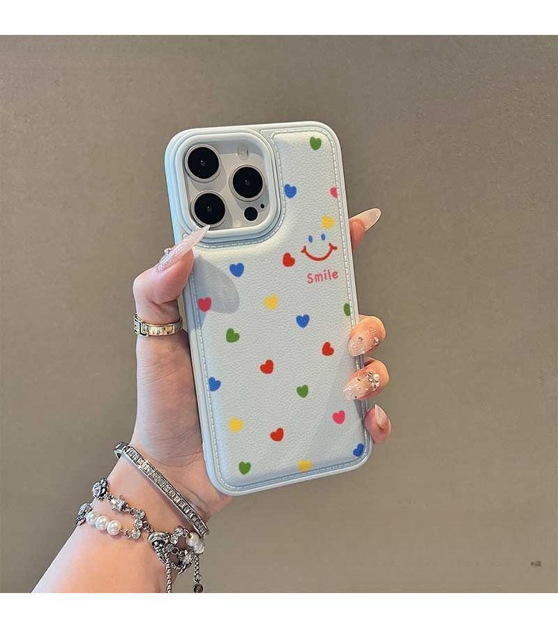 غطاء هاتف لأيفون 16 برو ماكس، حقيبة طبلة ذات ملمس جلدي، فتحة كبيرة، تصميم Yufeng الأزرق مع ابتسامة حب، مقاوم للصدمات والخدوش، حماية للشاشة - Image 4