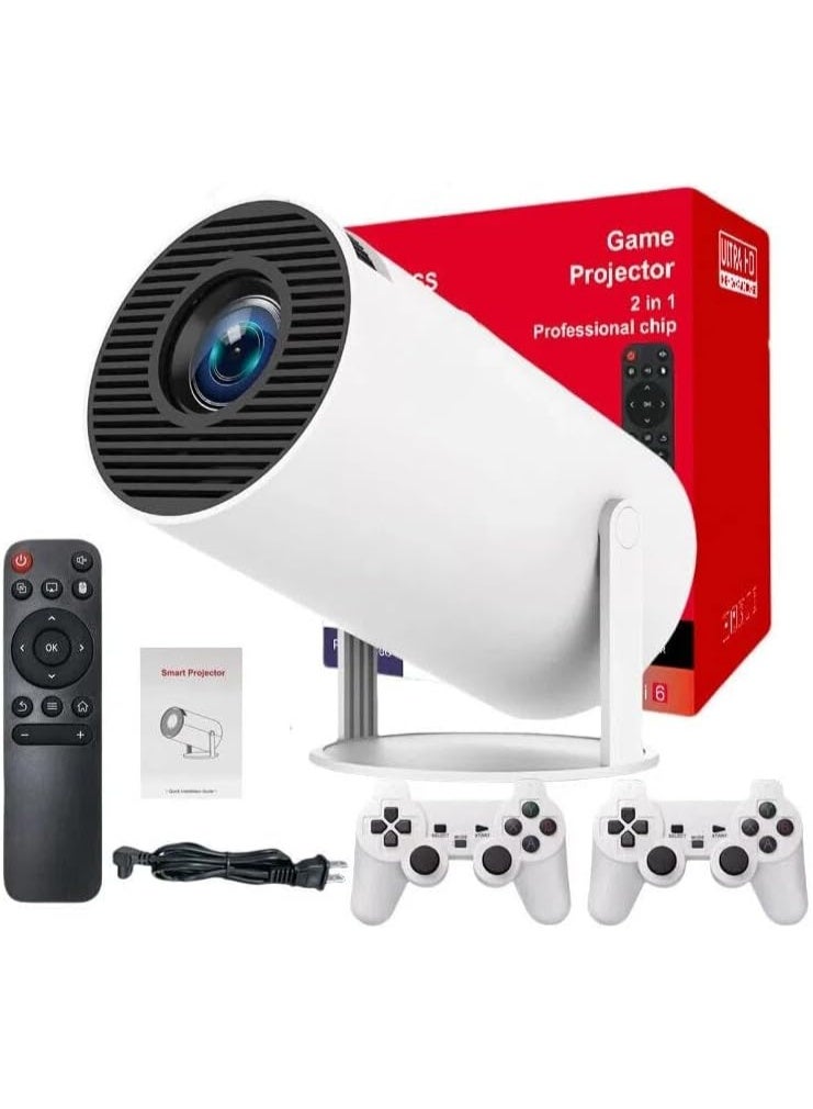 Portable mini gaming video projector, over 30,000 pre-loaded games, Android TV 11.0 smart projector, 360 ANSI, Wi-Fi and Bluetooth, 1080P HD, ideal for home theater and gaming. - Image 1