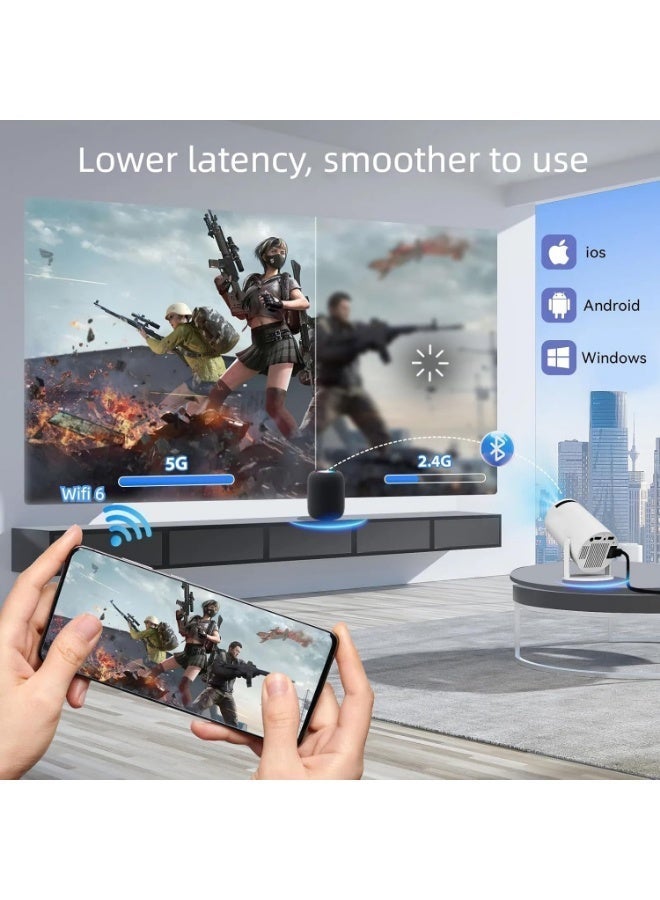 Portable mini gaming video projector, over 30,000 pre-loaded games, Android TV 11.0 smart projector, 360 ANSI, Wi-Fi and Bluetooth, 1080P HD, ideal for home theater and gaming. - Image 2