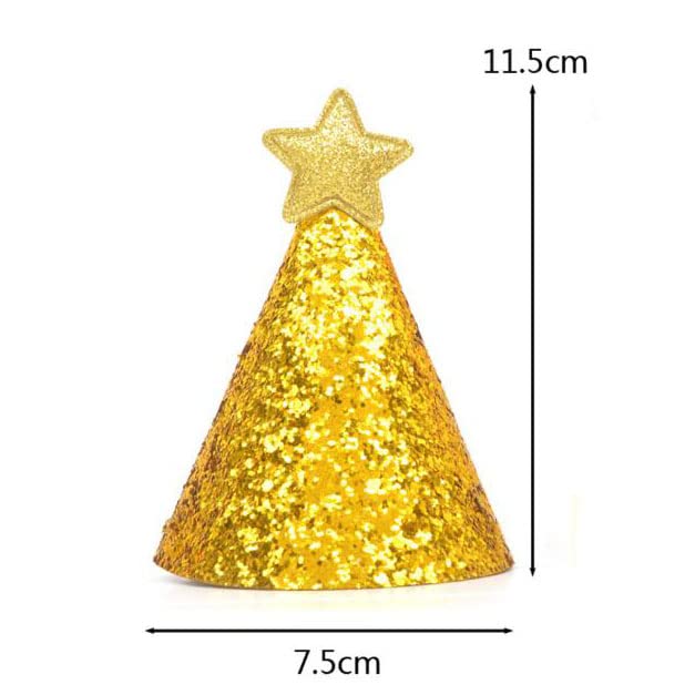 Fevoila Golden Star Birthday Hats 12 Pcs Golden Happy Birthday Party Hats with Shiny Star Party Supplies for Pets Kids Adults - Image 4