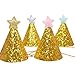 Fevoila Golden Star Birthday Hats 12 Pcs Golden Happy Birthday Party Hats with Shiny Star Party Supplies for Pets Kids Adults - Image 5