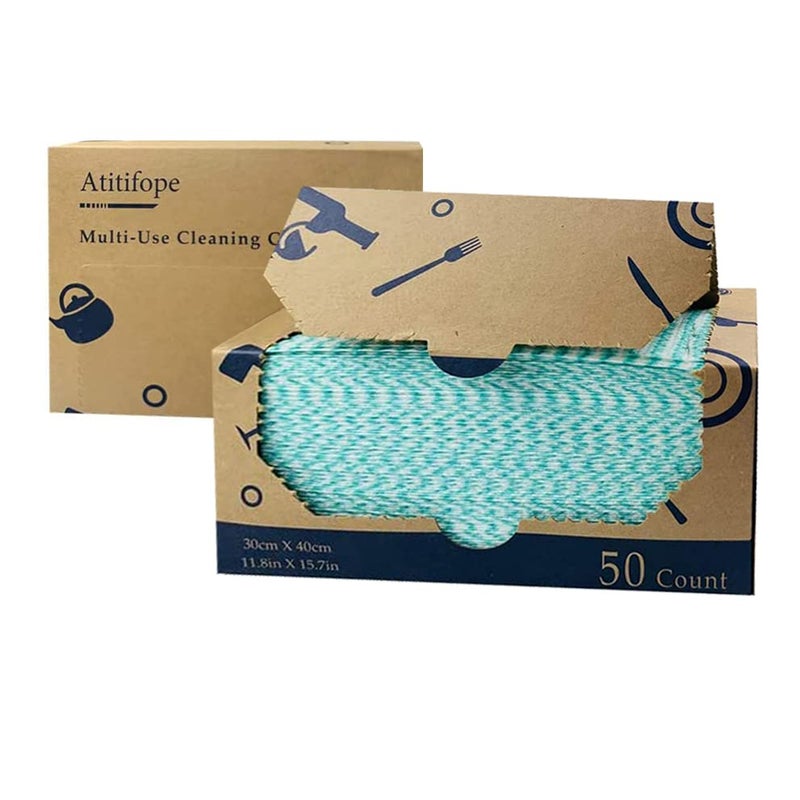 Atitifope Heavy Duty Reusable Cleaning Cloths 100 Count Food Service Wipes Dishcloths Multiuse Towels2Boxes