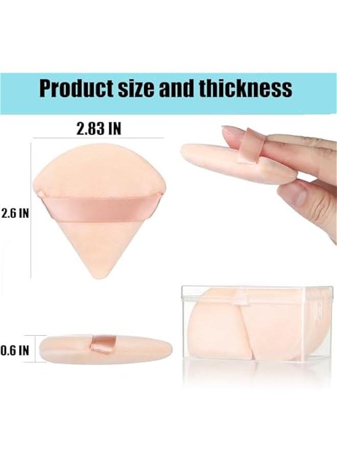 MOXO 12 Pcs Triangle Powder Puff for Face Makeup with Stronge CaseSoft Powder Puffs for Face PowderVelour Makeup and Foundation Blending Sponges Set Beauty Blender Tools (Nude)  - Image 2