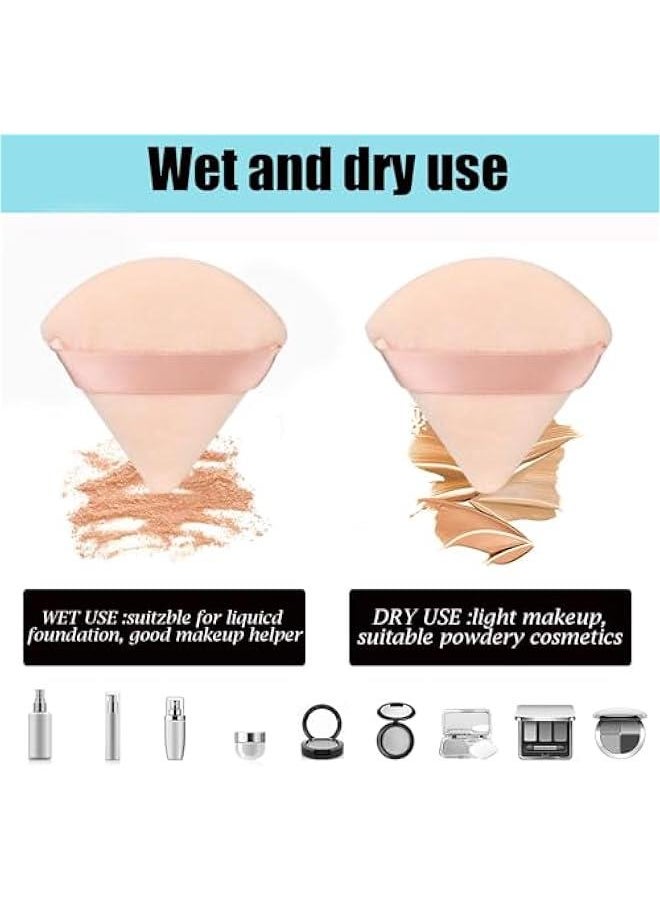MOXO 12 Pcs Triangle Powder Puff for Face Makeup with Stronge CaseSoft Powder Puffs for Face PowderVelour Makeup and Foundation Blending Sponges Set Beauty Blender Tools (Nude)  - Image 3