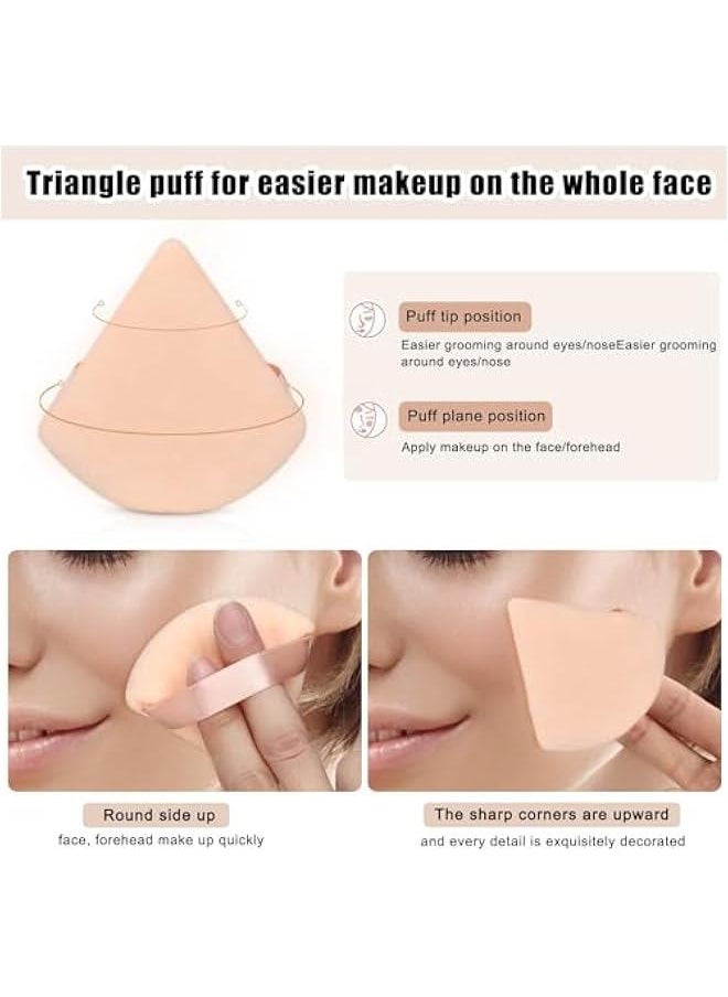 MOXO 12 Pcs Triangle Powder Puff for Face Makeup with Stronge CaseSoft Powder Puffs for Face PowderVelour Makeup and Foundation Blending Sponges Set Beauty Blender Tools (Nude)  - Image 4