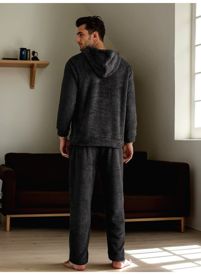 Men's two-piece faux fur pajama set - Image 5