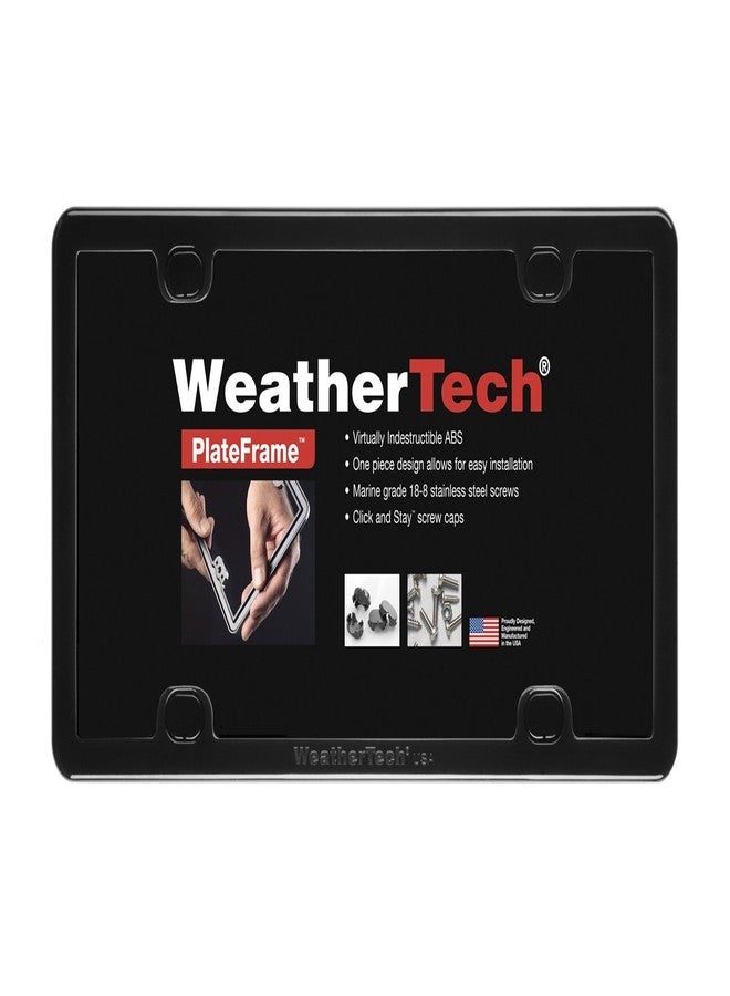 WeatherTech إطار لوحة ترخيص WeatherTech، إطار حماية منخفض الارتفاع مقاوم للعوامل الجوية - أسود (بدون غطاء) - Image 1