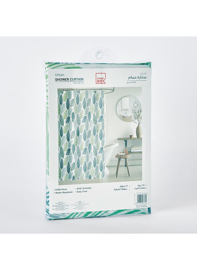 Urban Peva Shower Curtain with 16 Hooks 240 x 180 cm