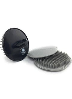 Gbs Head Shampoo Brush Hair Growth Massager Anti Dandruff Brush Hair Scalp Massager Scalp Care Brush Soft Palm Scrubber Comb Pocket Shower For Curly And Dry Hairs Travel Pack 3 (1 Black 2 Grey)