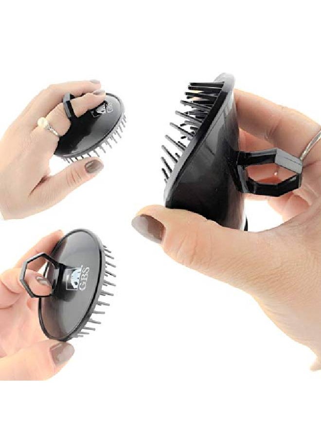G.B.S - Gbs Head Shampoo Brush Hair Growth Massager Anti Dandruff Brush Hair Scalp Massager Scalp Care Brush Soft Palm Scrubber Comb Pocket Shower For Curly And Dry Hairs Travel Pack 3 (1 Black 2 Grey) - Image 1