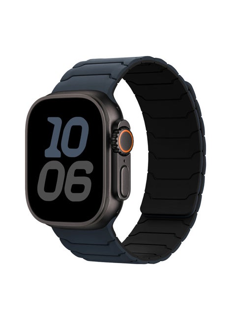 For AppleStrap AppleWatch9/S10/Ultra2 Armored Warrior Silicone Strong Magnetic Watch Strap-Color:Midnight With Black-Specifications:38/40/41/MM S10 42