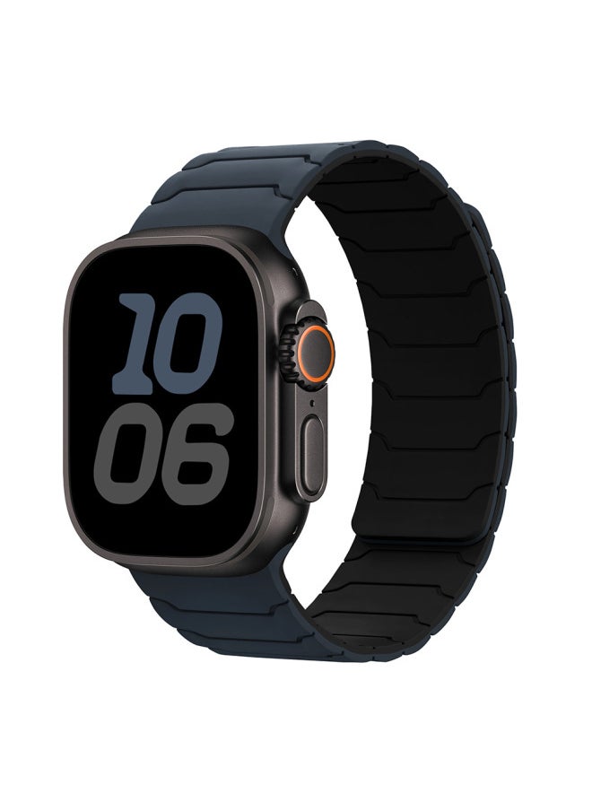 Generic - For AppleStrap AppleWatch9/S10/Ultra2 Armored Warrior Silicone Strong Magnetic Watch Strap-Color:Midnight With Black-Specifications:38/40/41/MM S10 42 - Image 1