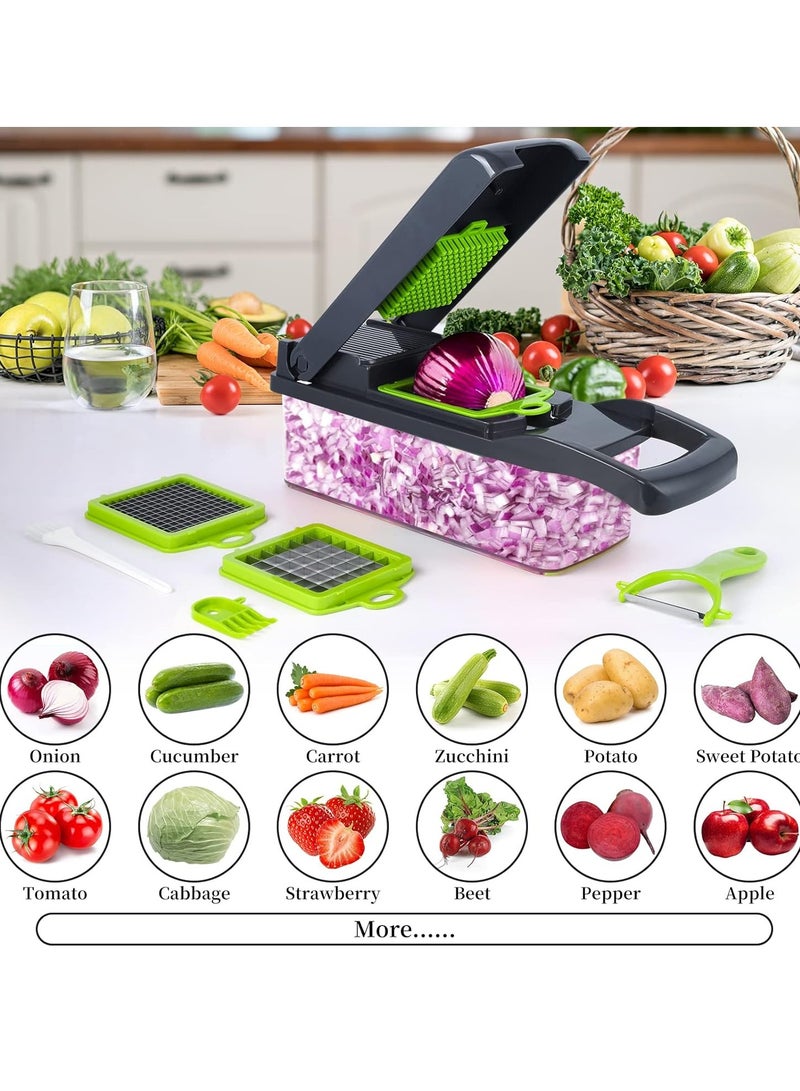 TIGER Vegetable Chopper Pro – 14-in-1 Multifunctional Food Chopper, Onion, Carrot, Garlic Slicer & Dicer, 8 Sharp Blades, Easy-to-Use Vegetable Cutter with Container for Kitchen, Prep & Cooking  - Image 4