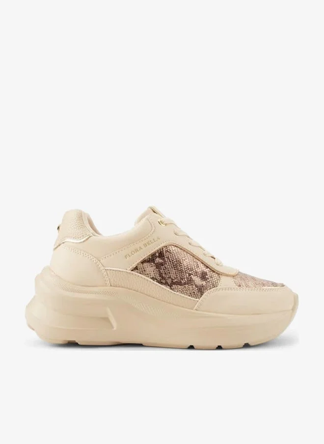Flora Bella By Shoexpress Flora Bella Animal Textured Lace-Up Sneakers