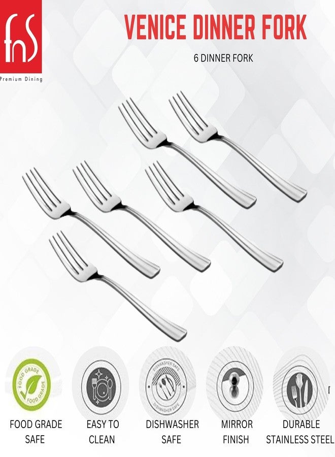 Fns Venice Stainless Steel Dinner Fork (Set of 6) for Dining Table, Home and Kitchen - Image 2